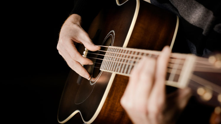 Fingerstyle guitar closeup